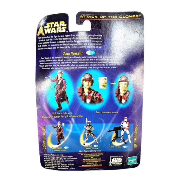 Star Wars Attack of The Clones Zam Wesell Face Reveal Mask Action Figure SEALED - Picture 2 of 3